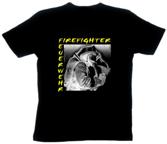 SHIRT FIREFIGHTER FEUERWEHR SCHWARZ *NEU*