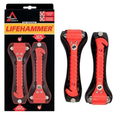 Lifehammer Hammer CLASSIC Orange mit Halter und Gurtschneider TÜV SIEGEL  Notfall Hammer